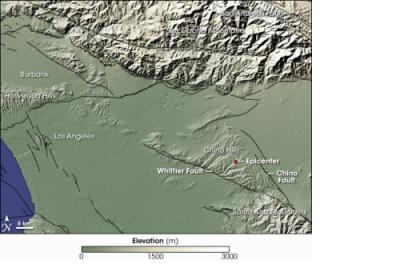 Fault lines in Los Angeles region , showing possible high risk seismic zones