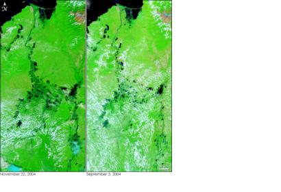 MODIS image caught by NASA's Terra satellite shows floods in Colombia