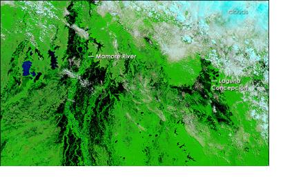 Floods in Bolivia seen from Space