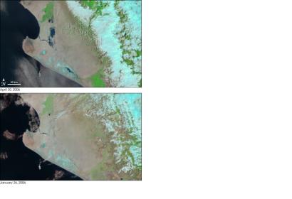 MODIS real color image of the floodings in Peru, caught by Aqua satellite