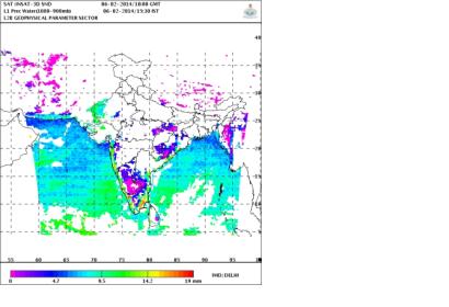 INSAT 3D image of precipitation in India