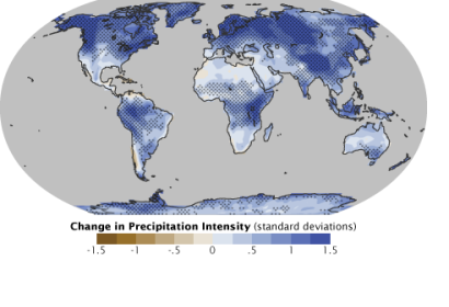 Estimation map of climate change induced increase in precipitation