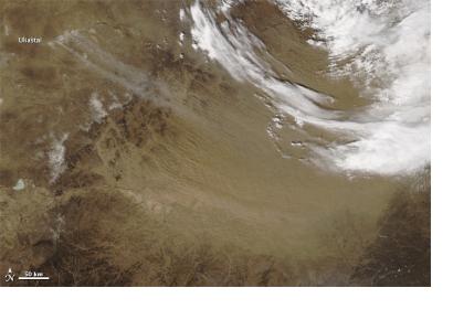 Satellite image of deserts in Mongolia