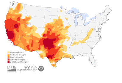 Scientists from the US created this map of dought areas