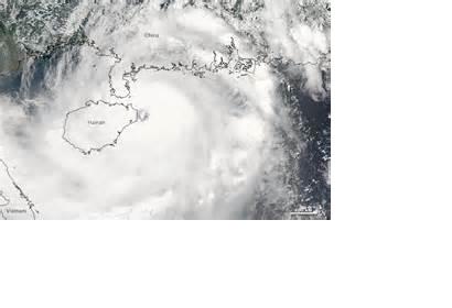 Satellite view of Typhoon Rammasun while passing over China on 17 July 2014 