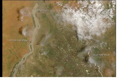 MODIS instrument showing unusually extreme floods in Khartoum in 2007