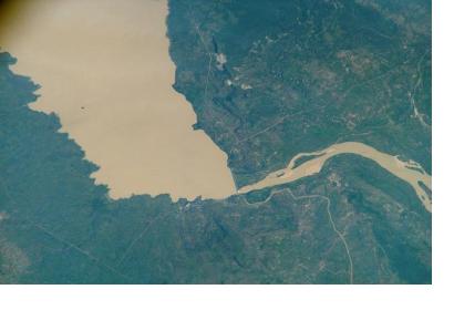 International Space Station shows a reservoir on the Gongola River in Nigeria