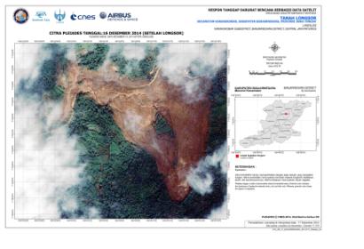 Satellite-based map of the area affected by the landslide