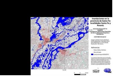 5 March satellite image of floods in province of Santa Fe (Image: CONAE)