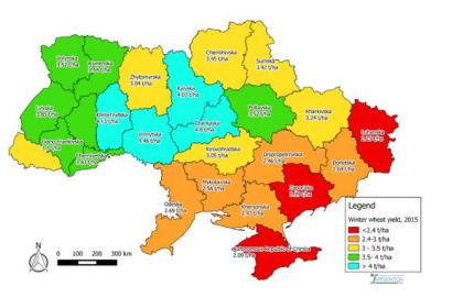 According to the preliminary yield forecasts, significantly lower wheat yield are expected in 2015 (Image: SRI/NAS)