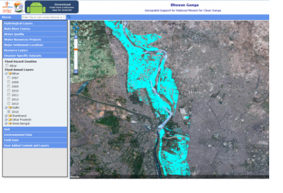 The Bhuvan Ganga web portal provides geospatial data such as flood annual layers (Image: NRSC)