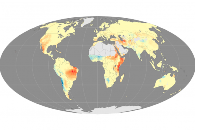 Fire seasons have become longer in areas marked with red and orange (Image: NASA)