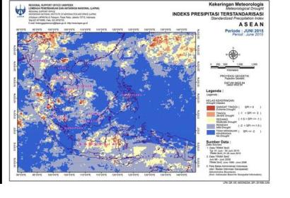 LAPAN monitored drought using SPI over the ASEAN region in June 2015 (Image: LAPAN)