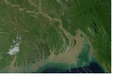 NASA satellite Image of Bangladesh's physical features