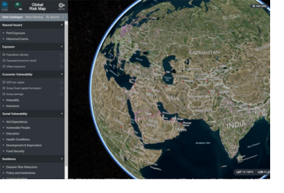 The Global Risk Map shows information on countries highly exposed to natural hazards