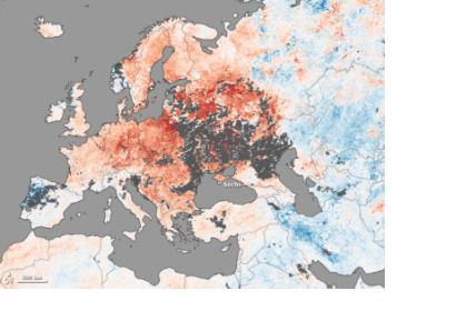 MODIS image caught by NASA's Terra satellite shows high temperatures in Europe
