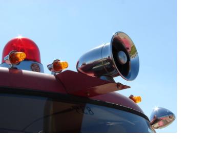 Fire engine truck with warning siren and emergency lights (Image: David R. Tribble)