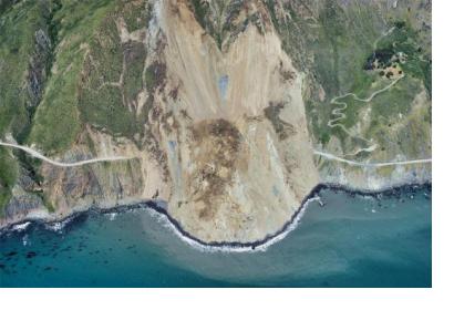 Air photo of the Mud Creek landslide, taken on May 27, 2017.