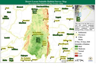 Desert locust suitable habitat survey map. Image: SUPARCO.