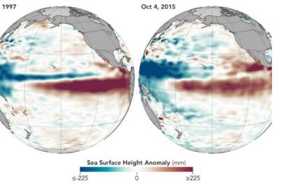 This year El Niño is the strongest since 15 years (Image: NASA). 