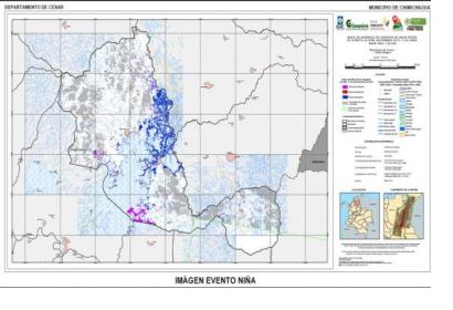 Contraction and expansion of water bodies during La Niña event in Colombia