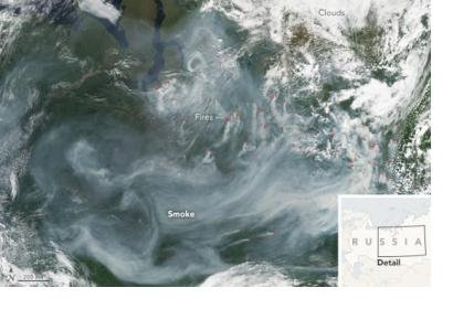  Image courtesy of NASA Earth Observatory by Jesse Allen and Joshua Stevens, using data from the Land Atmosphere Near real-time Capability for EOS (LANCE). Caption by Pola Lem. 