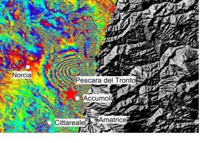 Italy earthquake displacement, August 2016. Image: ESA