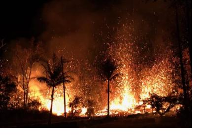 Lava flows erupting from a fissure on 5/5/18. Image: US Geological Survey.