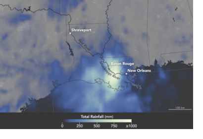 Image courtesy of NASA Earth Observatory map by Joshua Stevens, using IMERG data provided courtesy of the Global Precipitation Mission (GPM) Science Team’s Precipitation Processing System (PPS). Caption by Kathryn Hansen.