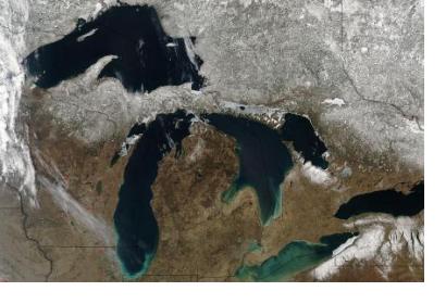 Satellite Imagery of the Great Lakes. Image: NASA/GSFC