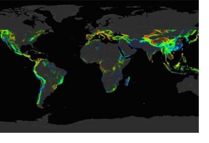 This set of 12 still images show the potential landslide by month averaged over the last 15 years. Image: NASA.