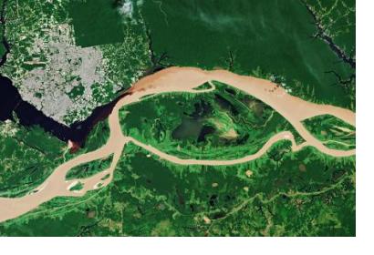 Rio Negro and the Solimões River meet to form the Amazon River in Brazil. Image: ESA