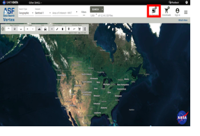  On-Demand RTC Processing of Sentinel-1 datasets in the Data Search - Vertex portal. Image: NASA.