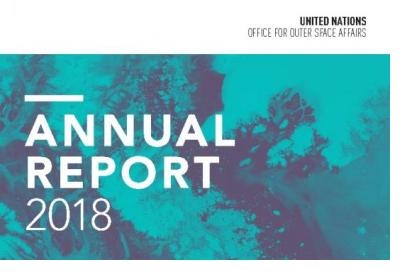 Cover of the United Nations Office for Outer Space Affairs (UNOOSA) 2018 Annual Report. Image: UNOOSA.
