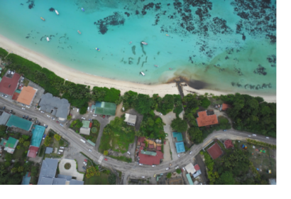 Drone view of Seychelles coastline