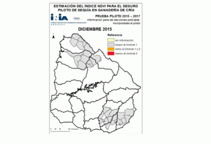 Uruguay's NDVI-based drought insurance pilot project. Map produced by GRAS or INIA