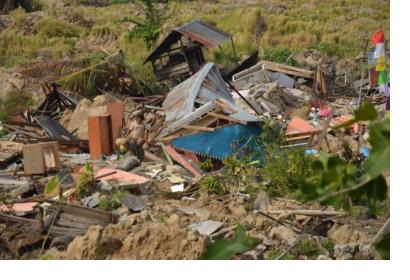 Damage from a 7.4 earthquake and a tsunami that hit the Indonesian island of Sulawesi on 28 September 2018. Image: European Union/Pierre Prakash/Flickr.