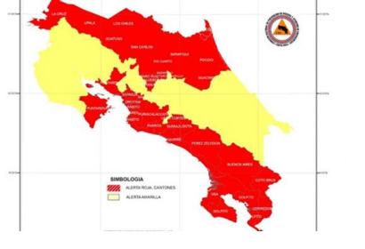 Costa Rica regions in alert. Image: CNE
