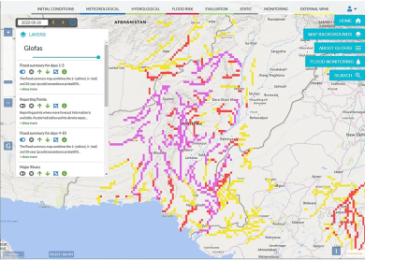 Screenshot of the GloFAS geoviewer focusing on Pakistan on 26 August 2022