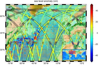 Sea level variations across the northern Atlantic Ocean on 13 June 2021. Image: EUMETSAT.