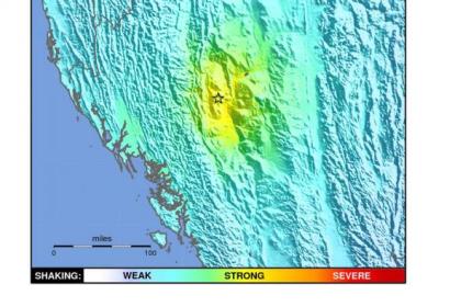 Image courtesy of the USGS, ShakeMap. 