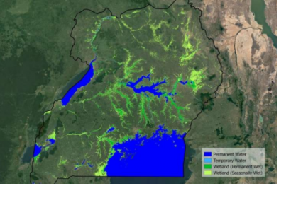 Wetlands of Uganda from Copernicus Sentinel data. Image: ESA