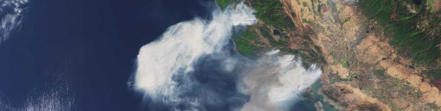 The Copernicus Sentinel-3A satellite captured this image of smoke from wildfires in the US state of California on 9 October 2017. Image: contains modified Copernicus Sentinel data (2017), processed by ESA, CC BY-SA 3.0 IGO. The Copernicus Sentinel-3A satellite captured this image of smoke from wildfires in the US state of California on 9 October 2017. Image: contains modified Copernicus Sentinel data (2017), processed by ESA, CC BY-SA 3.0 IGO.